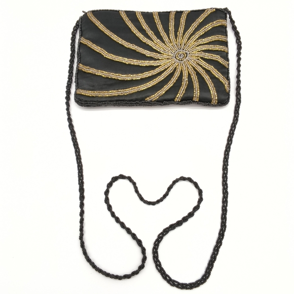 Source Unknown Handbags - Vintage 1950s Hand-Beaded Evening Bag – Sunburst Spiral – Made in Hong Kong